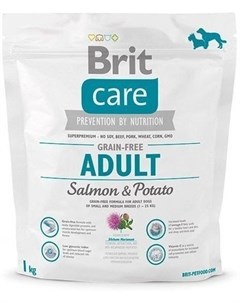 Сухой корм Care Salmon Potato All Breed с лососем и картофелем беззерновой для собак всех пород 1 кг Brit*