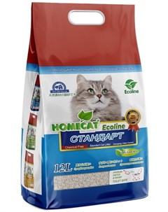 Наполнитель Ecoline Стандарт комкующийся для кошек 12 л 5 6 кг Homecat