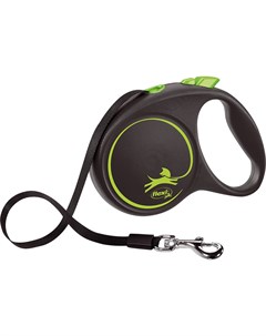 Поводок рулетка Black Design S лента для мелких собак до 15 кг 5 м Зеленый Flexi