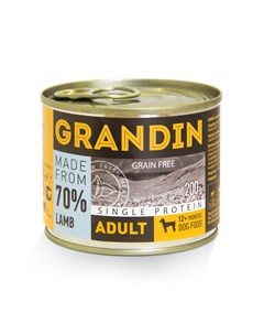 Adult Влажный корм консервы для взрослых собак всех пород с ягненком и льняным маслом 200 гр Grandin