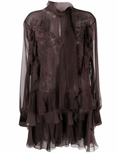 Шелковая блузка с цветочным кружевом Valentino