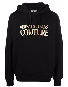 Худи с эффектом металлик и логотипом Versace jeans couture