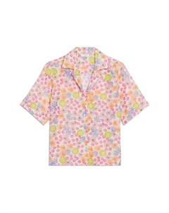 Розовая рубашка из льна с принтом Sandro
