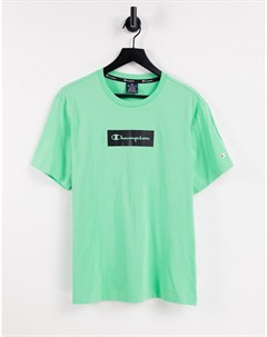 Мятно зеленая футболка с квадратным логотипом на груди Champion