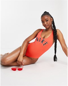 Слитный купальник красного цвета с логотипом Nike swimming
