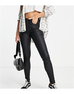 Черные зауженные джинсы с покрытием и моделирующим эффектом New look tall