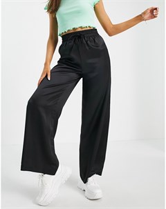 Черные широкие атласные брюки от комплекта New look