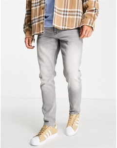 Серые винтажно выбеленные эластичные джинсы узкого кроя Asos design