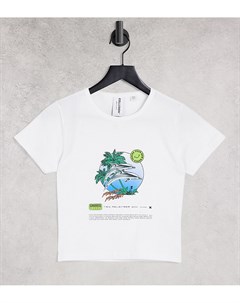 Белая приталенная футболка с принтом дельфина Collusion
