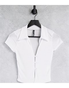 Белая приталенная рубашка с короткими рукавами Asyou