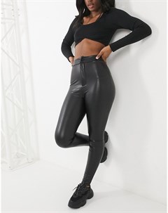 Супероблегающие моделирующие брюки с завышенной талией из искусственной кожи Asos design