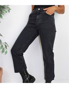 Черные расклешенные укороченные джинсы стретч с завышенной талией ASOS DESIGN Petite Asos petite