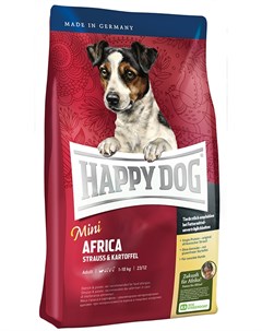 Mini Africa корм для собак мелких пород весом до 10 кг при чувствительном пищеварении с мясом страус Happy dog