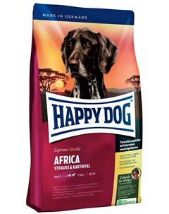 Africa корм для собак средних и крупных пород при чувствительном пищеварении с мясом страуса и карто Happy dog