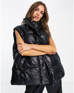 Oversized жилет из искусственной кожи Sixth june