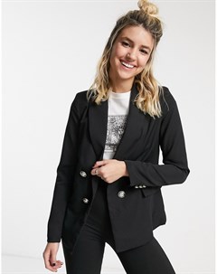 Черный двубортный пиджак New look