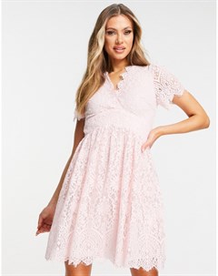 Розовое кружевное платье мини Tfnc
