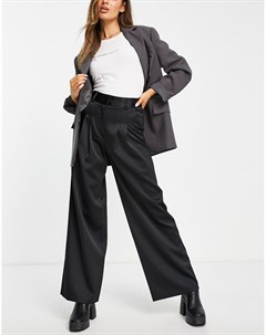 Черные атласные брюки с широкими штанинами Miss selfridge