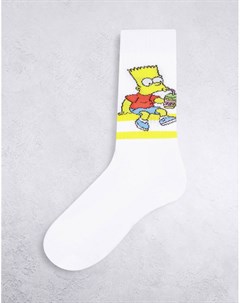 Белые спортивные носки с принтом Барта Симпсона Asos design