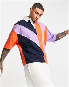 Разноцветная футболка поло в стиле oversized расцветки колор блок Asos design