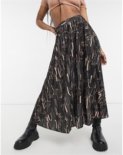 Плиссированная трикотажная юбка миди с абстрактным принтом Asos design