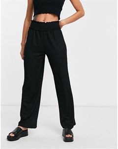Черные широкие брюки с эластичным поясом Vero moda