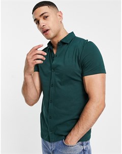 Зеленая трикотажная рубашка из органического хлопка на пуговицах Asos design