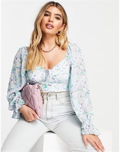 Разноцветная блузка с цветочным принтом и завязкой Na-kd