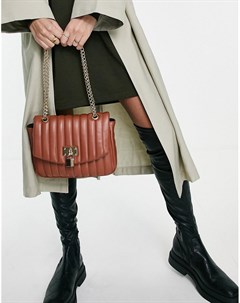 Светло коричневая стеганая сумка на плечо с регулируемым ремешком и пряжкой с навесным замочком Asos design