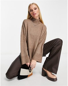 Oversized джемпер серо коричневого цвета с высоким воротником Vero moda