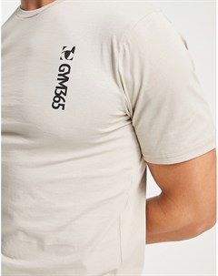 Светло бежевая футболка с логотипом сбоку Gym 365