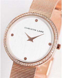 Золотистые женские часы с сетчатым ремешком в минималистичном стиле Christin lars