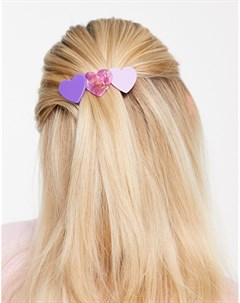 Фиолетовая заколка для волос с сердечками из полимерного материала Pieces