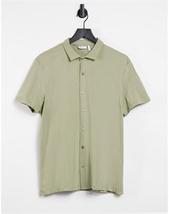 Трикотажная рубашка из органического хлопка классического кроя цвета светлый хаки Asos design