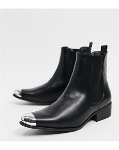 Черные ботинки челси для широкой стопы в стиле вестерн с отделкой на носке Truffle collection