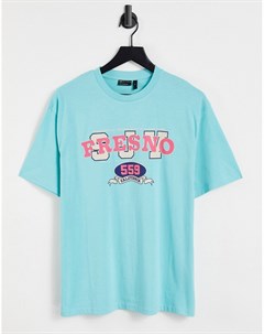 Свободная футболка светло голубого цвета с надписью Asos design