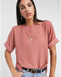 Розовая oversized футболка с отворотами на рукавах Asos design