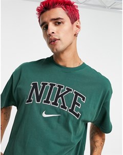 Зеленая oversized футболка премиум класса с логотипом Retro Nike
