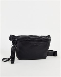 Черная кожаная сумка кошелек на пояс Smith Canova Smith and canova