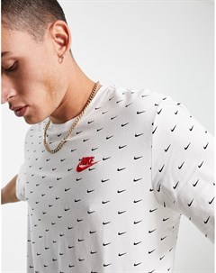 Белая футболка со сплошным принтом маленьких логотипов галочек Nike