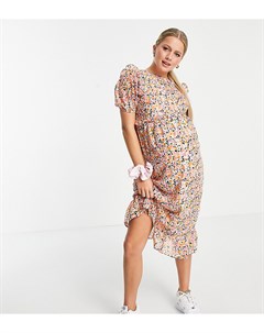 Платье миди с оборками спереди и цветочным принтом Influence maternity