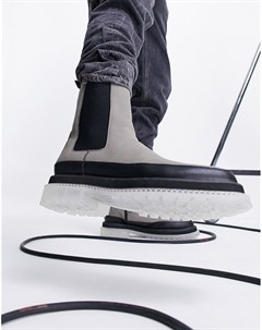 Светло бежевые ботинки челси из искусственной замши на прозрачной массивной подошве Asos design