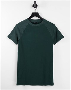 Темная меланжевая футболка с контрастными рукавами реглан облегающего кроя Asos design