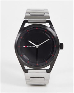 Черные часы с серебристым металлическим браслетом Collin Tommy hilfiger