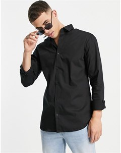 Черная строгая рубашка узкого кроя из немнущейся ткани Essentials Jack & jones