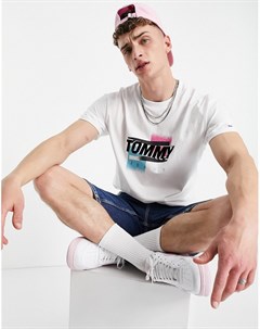 Белая футболка с логотипом приглушенных цветов Tommy jeans