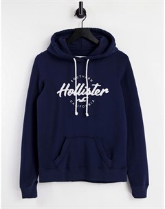 Худи темно синего цвета с логотипом Hollister