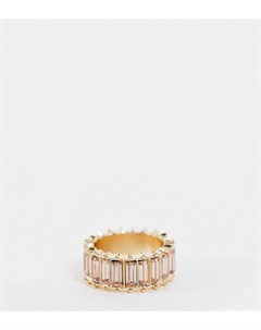 Золотистое кольцо с розовыми багетными камнями ASOS DESIGN Curve Asos curve