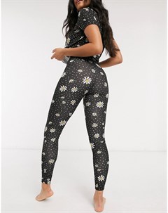 Черные леггинсы от пижамы с цветочным принтом Asos design