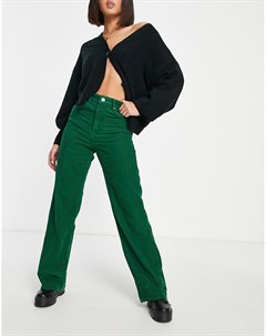 Зеленые вельветовые брюки в винтажном стиле Stradivarius